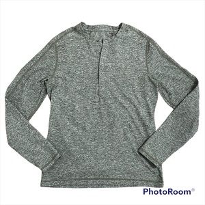 Lululemon Surge Long Sleeve Henley Shirt Heathered Gator Green Rulu Sz S